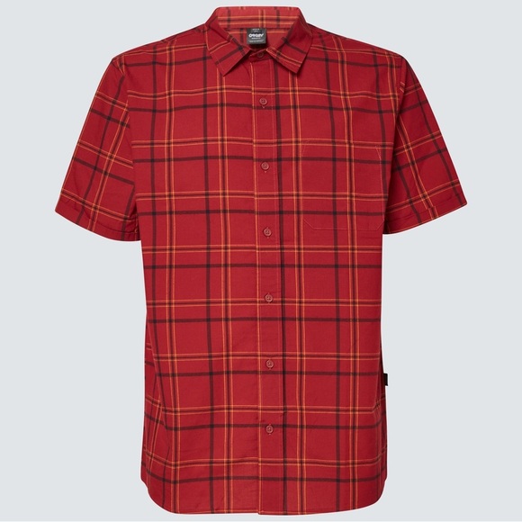 Oakley Red Plaid Casual Button Down Shirt - Picture 8 of 8